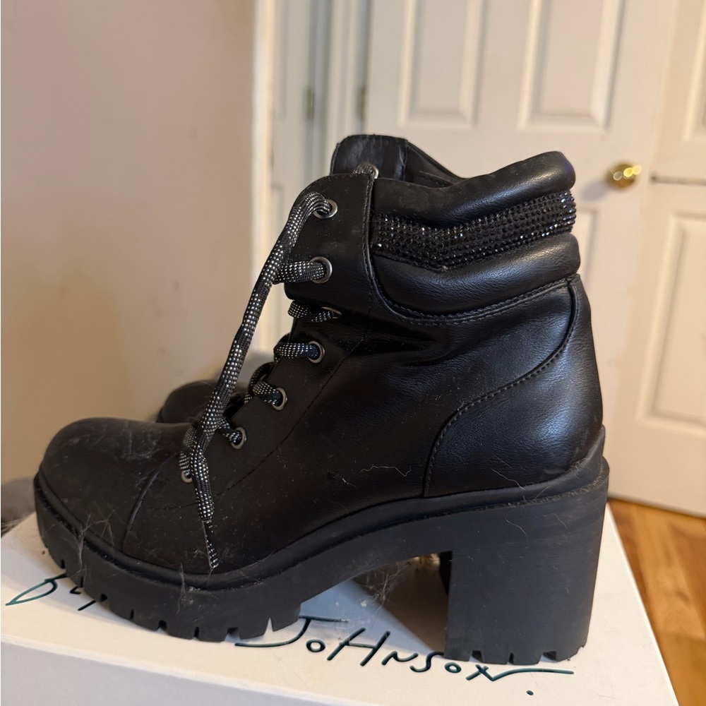 Nine West Black Quilted Leather Boots